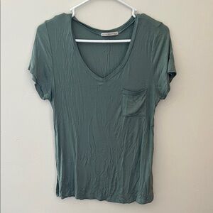 Madewell Sage Green V-Neck Pocket Tee